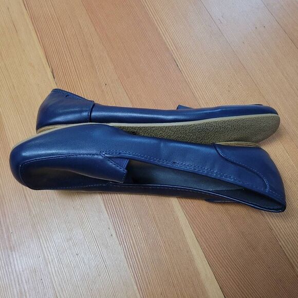 Classique navy blue square toe ballet flats size 10W minimalist neutral office - Picture 7 of 11